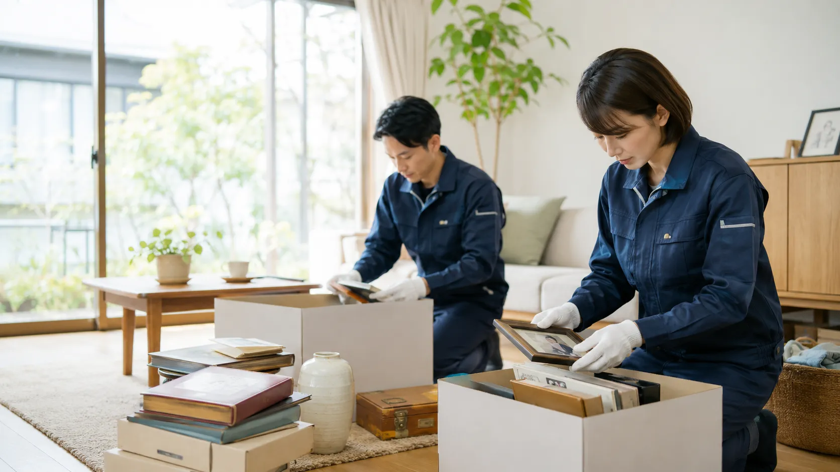 遺品整理している様子